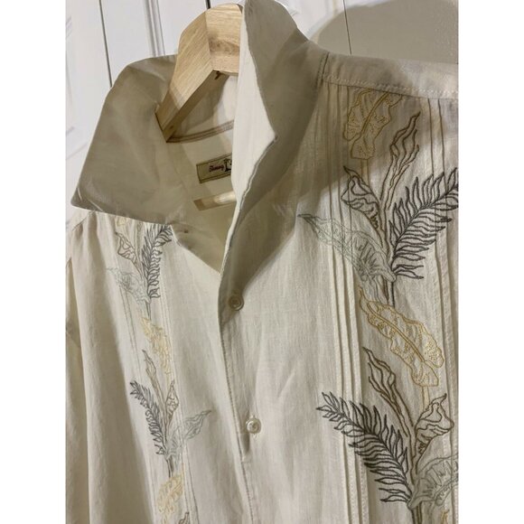 Tommy Bahama Men’s Sz L Linen/Tencel Lyocell Blend Tropical Short Sleeve Shirt - Picture 1 of 7